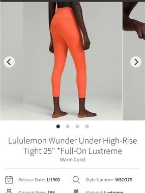 NWOT lululemon athletica Warm Coral High-Rise Performance Leggings